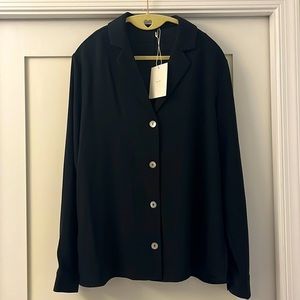 OAK + FORT Drapey Black Button Down Shirt / Blouse, Sz Sm - NWT